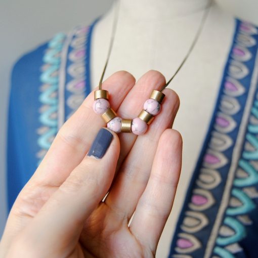 Minimal Marble Necklace - Mauve