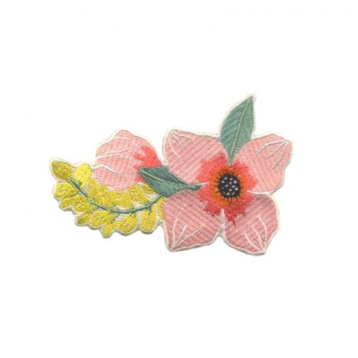 Pink Flower Embroidered Patch