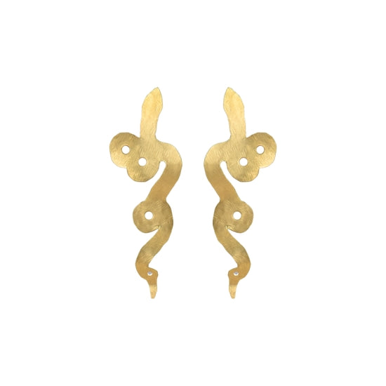 Wee Gold Serpentine Earrings - Brass