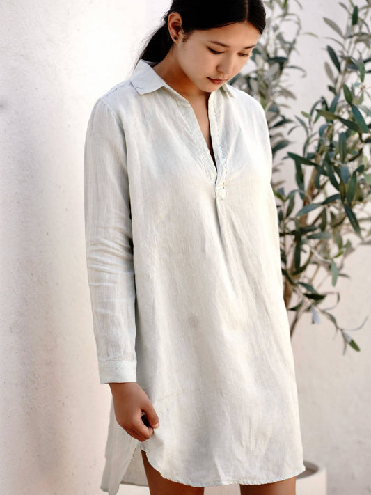 Simone Linen Dress - Light Blue