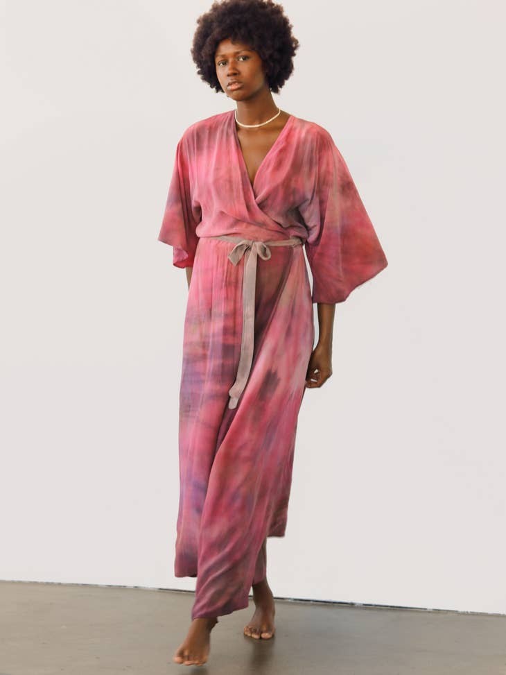 Upcycled Silk Wrap Kimono - Agate