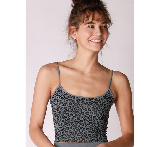 Low Back Crop Top - Leopard Blue