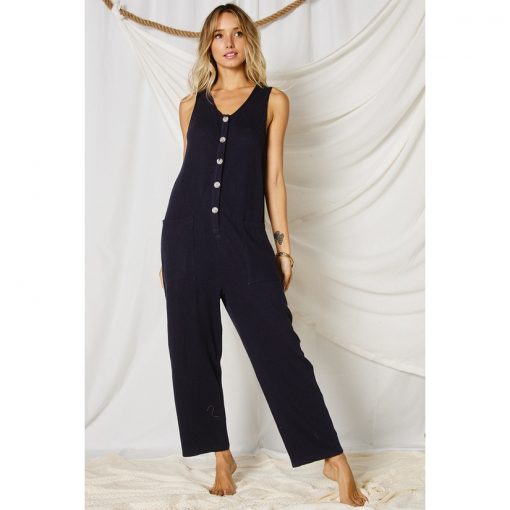 Ribbed Jumpsuit - Navy