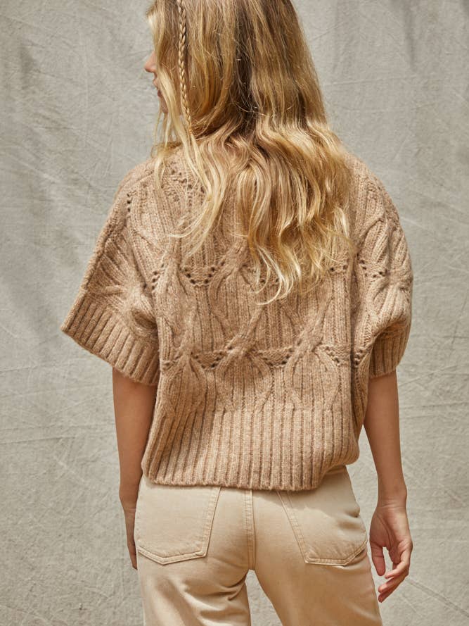 Knit Short Sleeve Sweater - Mocha