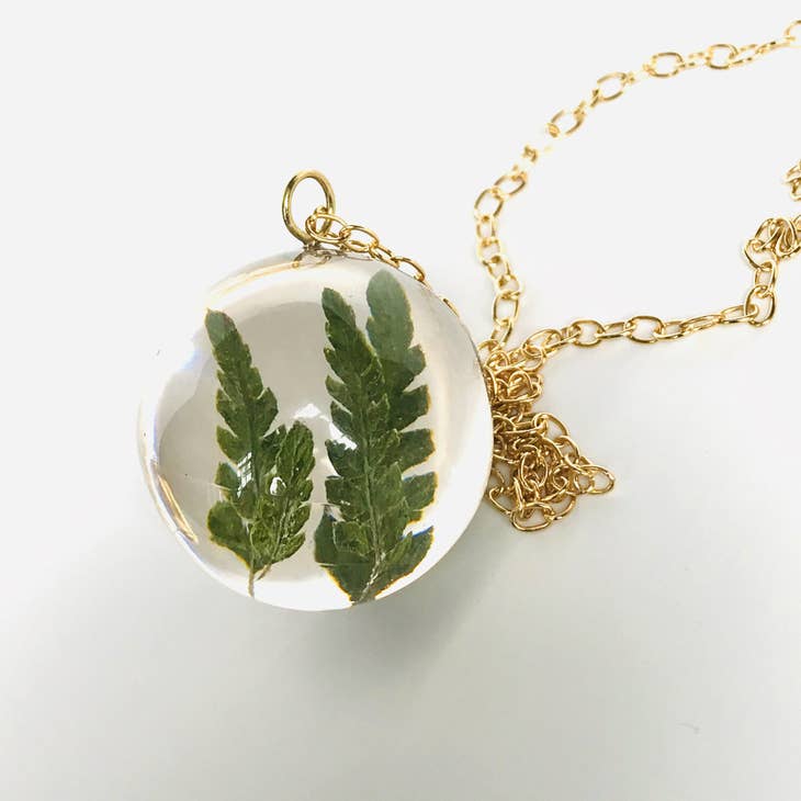 Large Botanical Sphere Pendant - Fern