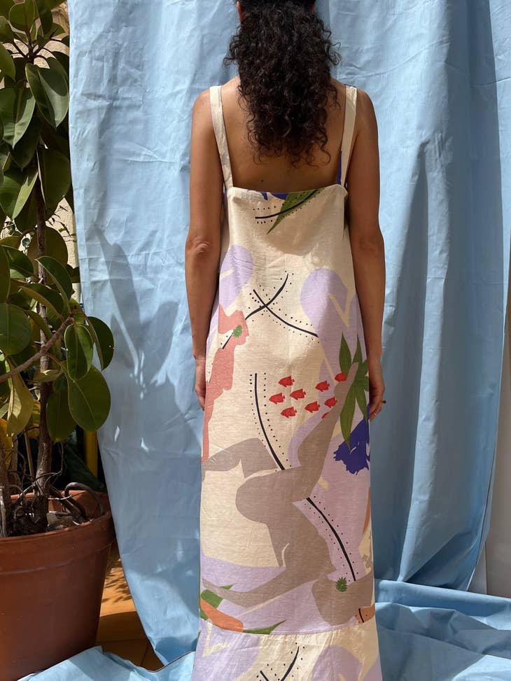 Zahra Slip Dress - Cream Joon Print