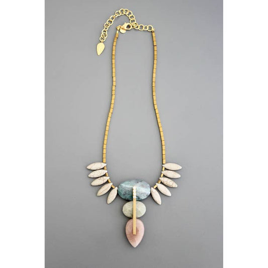 Jasper and Magnesite Bib Necklace