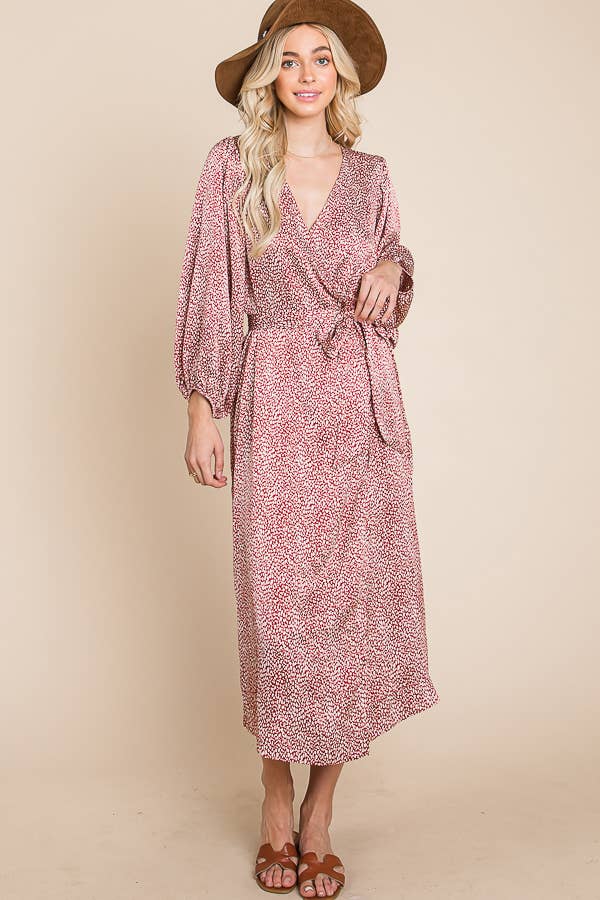 Kimono Wrap Maxi Dress - Burgundy