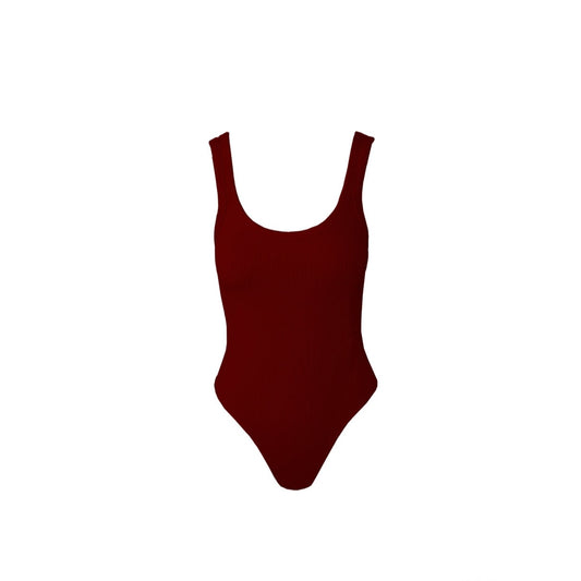 Ribbed Scooped Bodysuit - Sundried Tomato