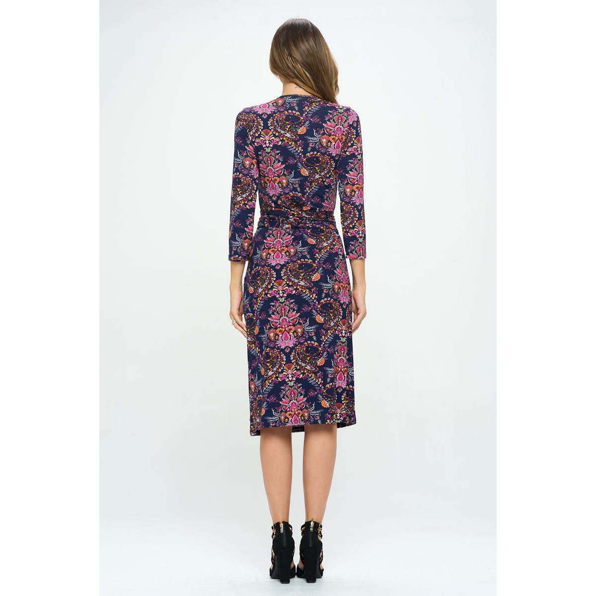 Floral V Neck Jersey Wrap Dress with Tie