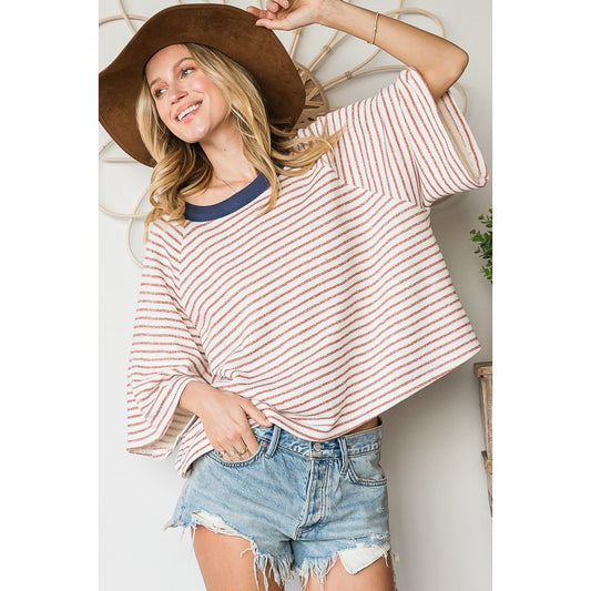 Raglan Knit Top - Rust Stripe