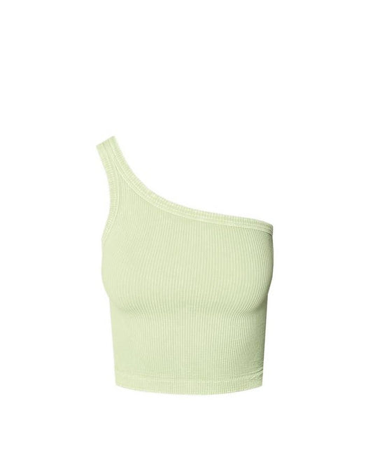 One Shoulder Crop Top - Vintage Basil