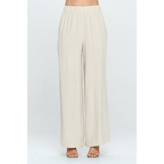 Linen Wide Leg Pants - Oatmeal