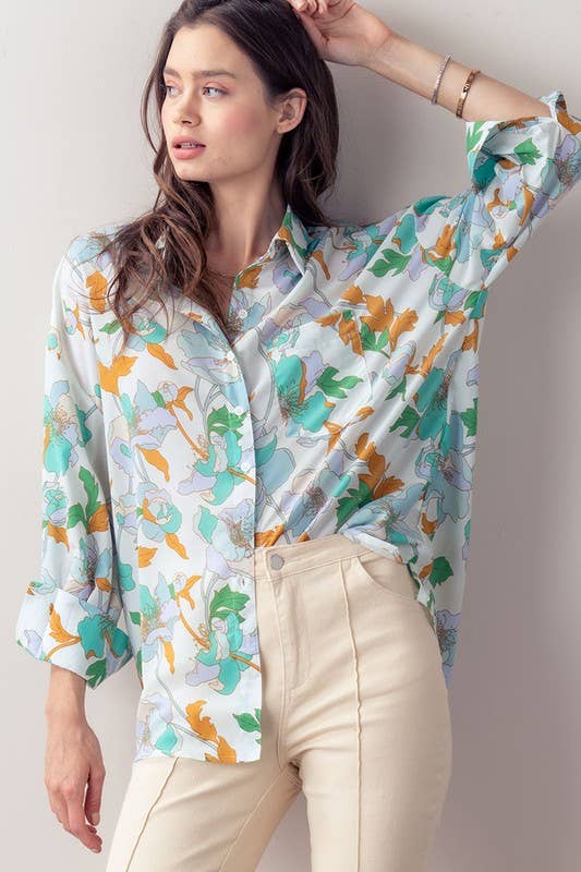 Summer Island Floral Shirt - Ivory - Final Sale