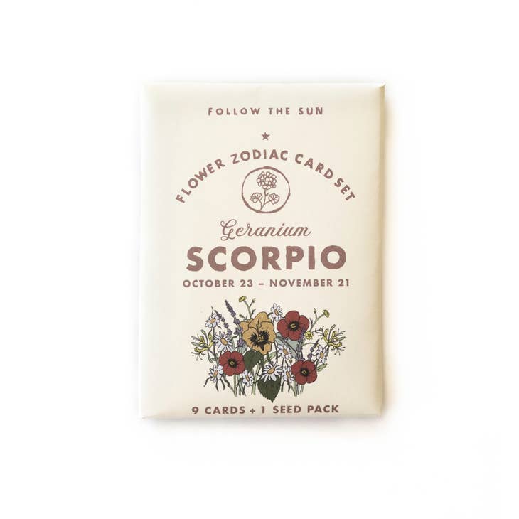 Flower Zodiac Sticker Card Set - Scorpio