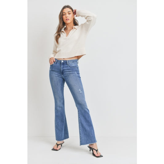 Contemporary Frayed Flare - Medium Wash