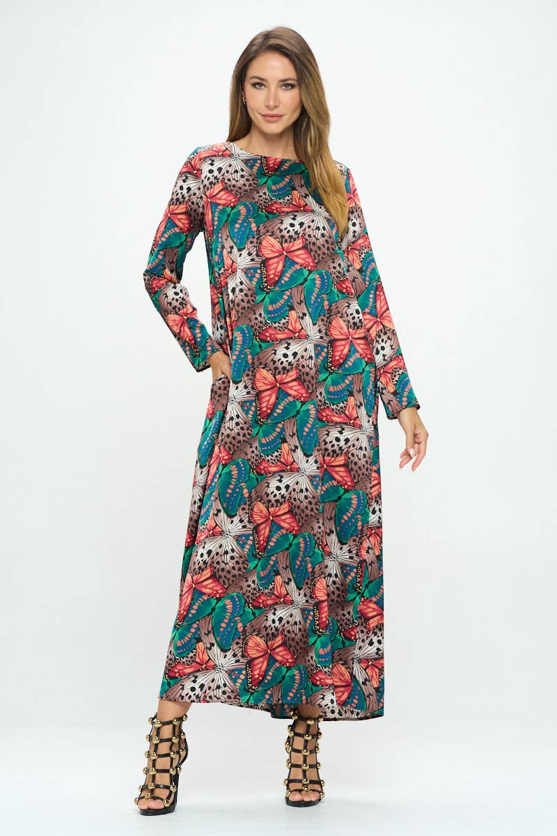 Satin Print Swing Dress - Multi