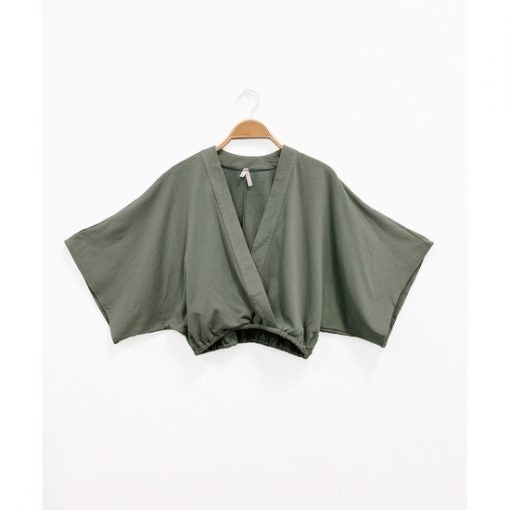 Hemp Crop Kimono Top - Olive