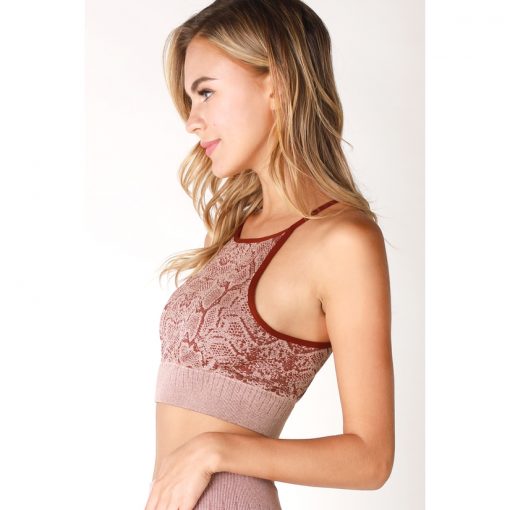 Snakeskin Highneck Top - Burgundy