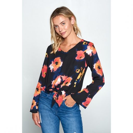 Floral Front-Tie Top