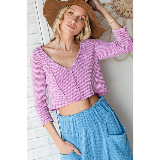 Mineral Washed Crop Top - Lavender