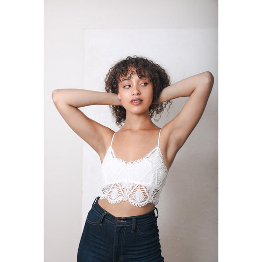 Crochet Lace Bralette - White