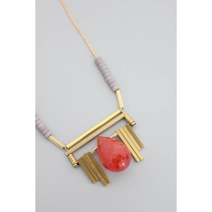Cherry Quartz Art Deco Necklace