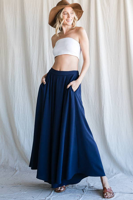 Wide Leg Traveler Pants - Navy