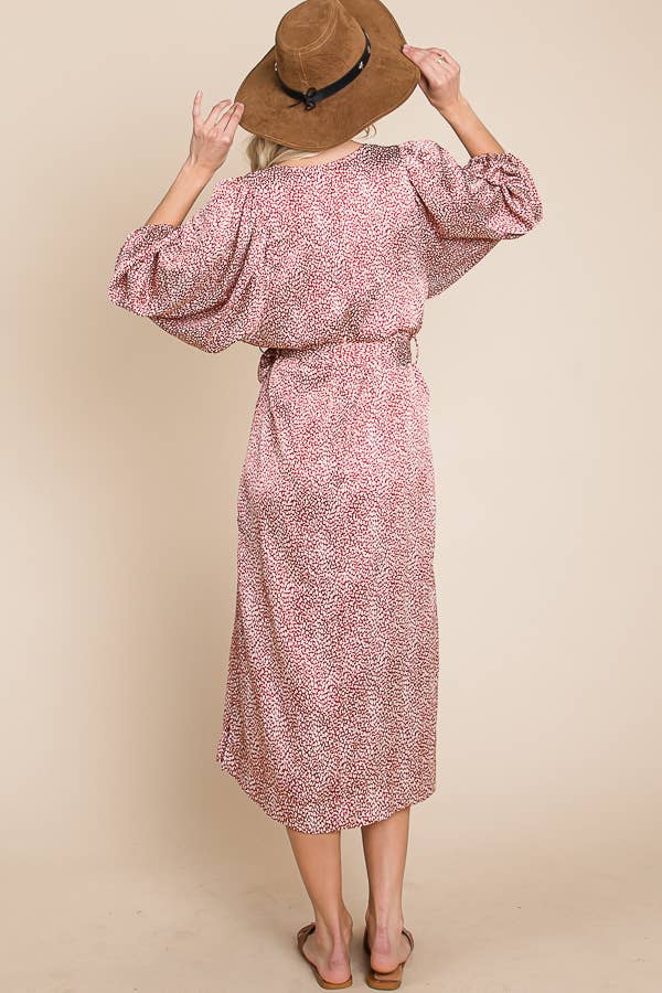 Kimono Wrap Maxi Dress - Burgundy