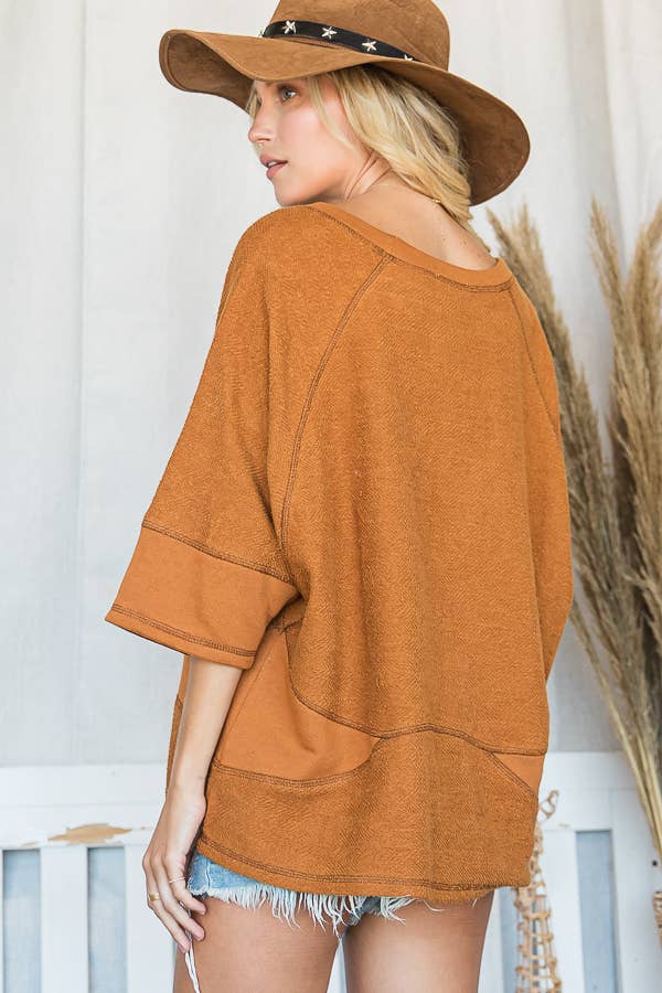 Reverse Stitch French Terry Top - Camel