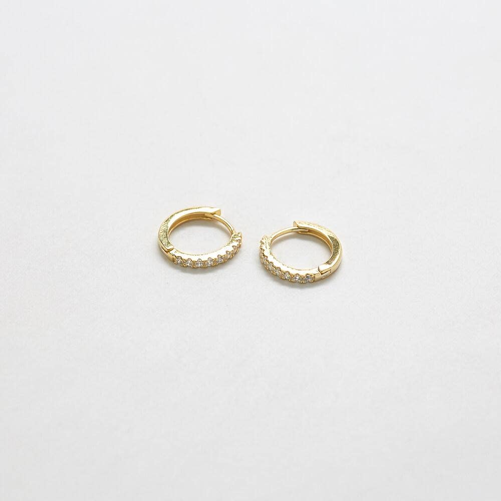 Pave Hoop Earrings - Gold