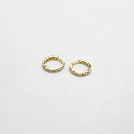 Pave Hoop Earrings - Gold