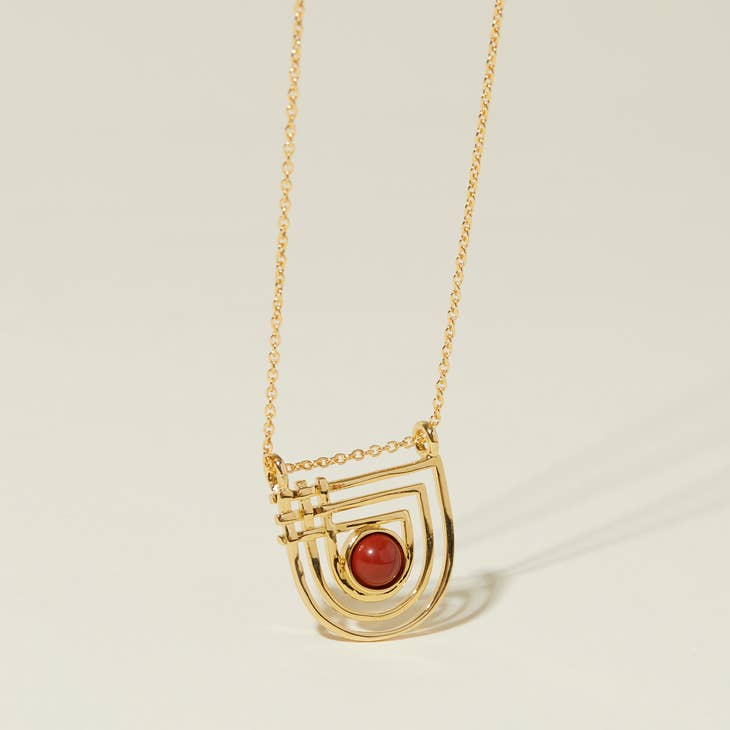 Golden Era Necklace - Red Jasper