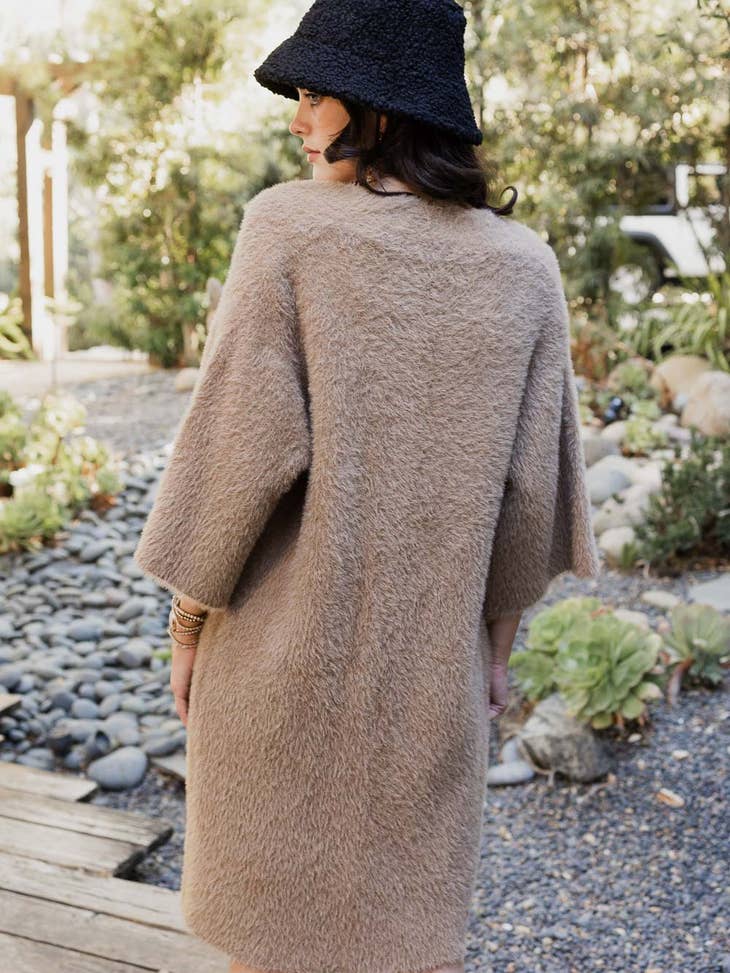 Faux Mohair Cardigan - Taupe