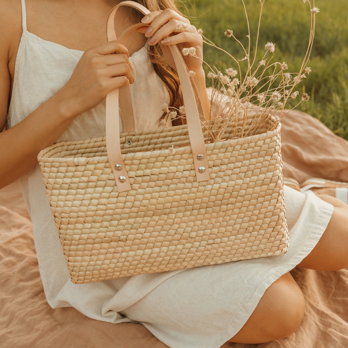 Tulum Straw Tote with Leather