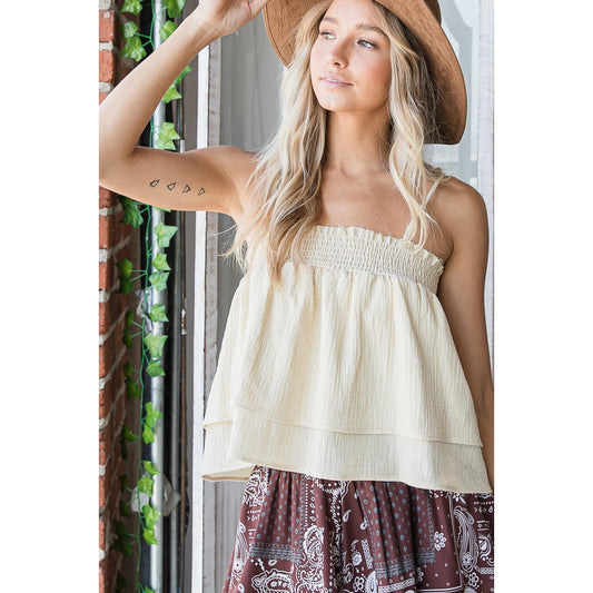 Ruffle Cami Tank Top - Ivory