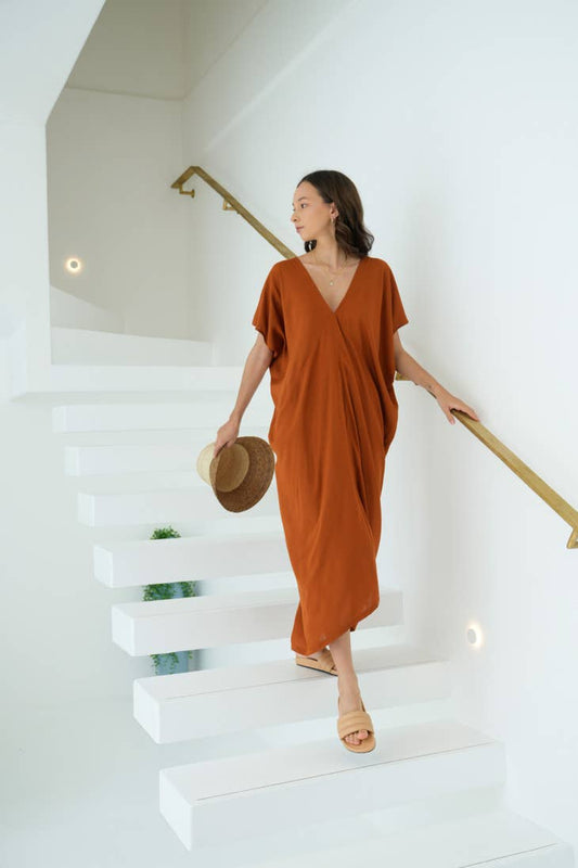 Bali Kaftan Dress- Brunt Orange