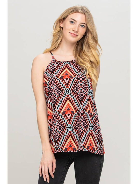 Abstract Sleeveless Top - Orange