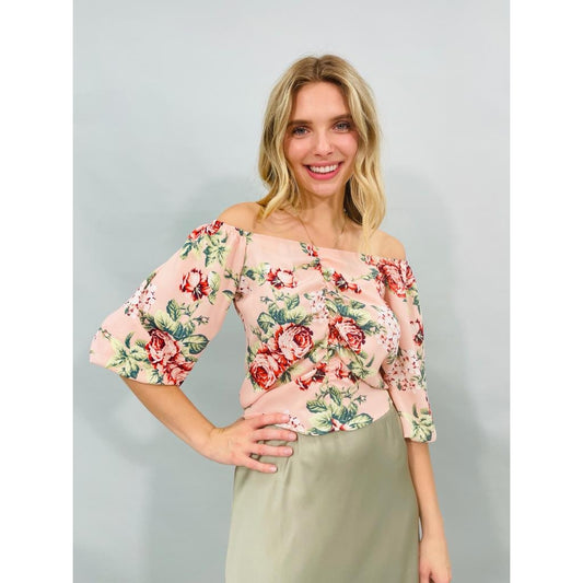 Floral Off-Shoulder Top - Pink