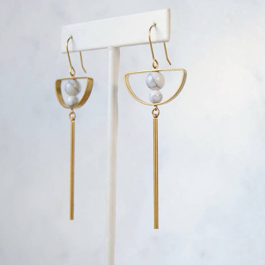 Half Moon Bar Earrings - White