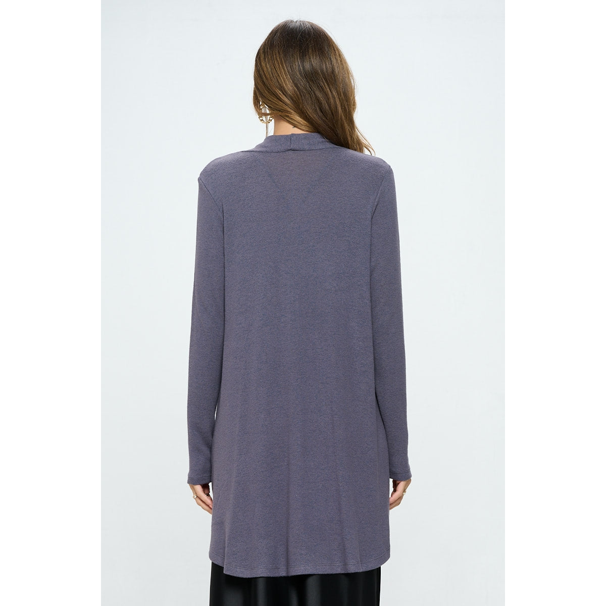 Brushed Knit Draped Cardigan - Cement