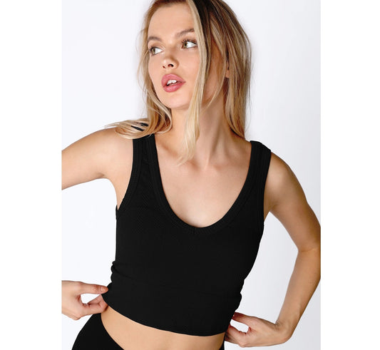 Herringbone Crop Top - Black