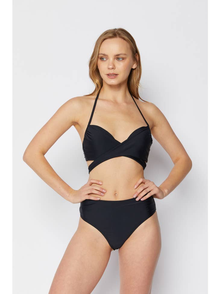 Moulded High Waisted Swimsuit - Black