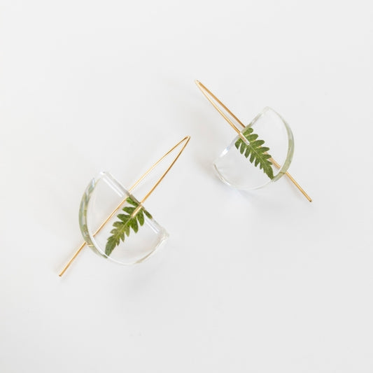 Botanical Half Moon Earrings - Fern