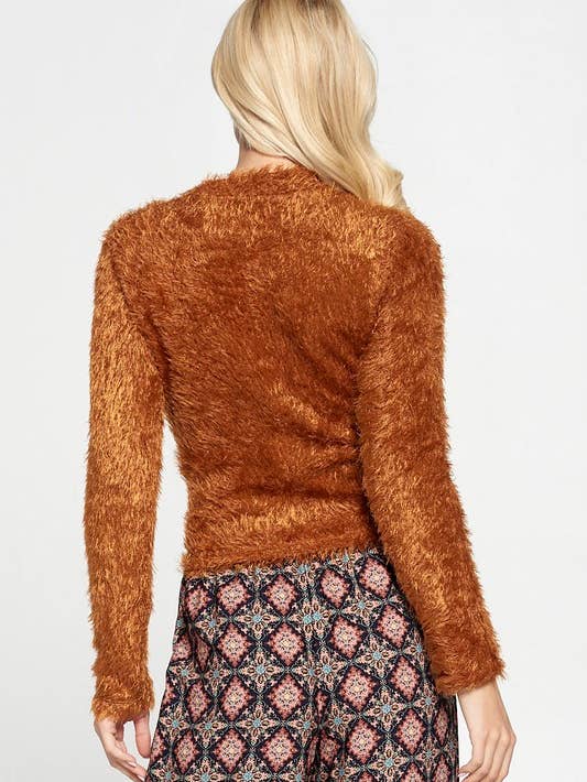 Fuzzy Long Sleeve Top - Rust