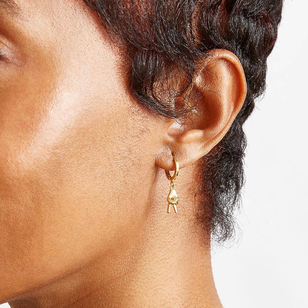 Peace Huggie Earrings - Gold