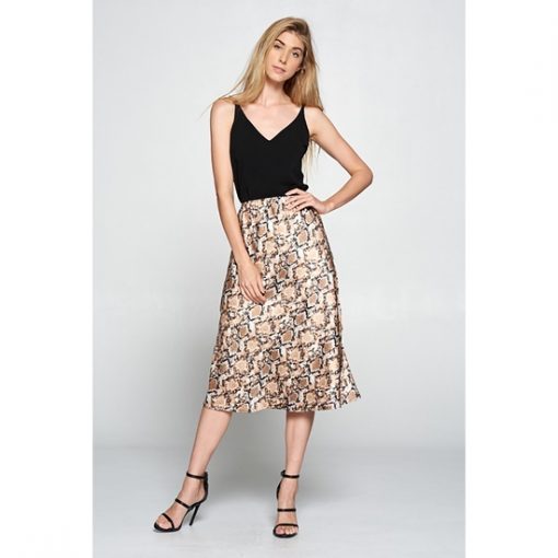 Satin Snake Midi Skirt