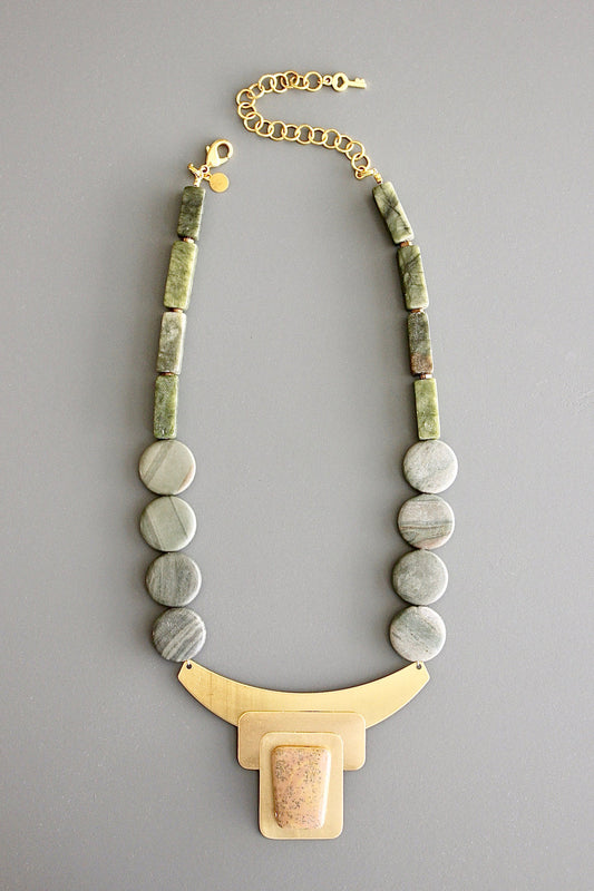 Athena Brass & Jasper Necklace