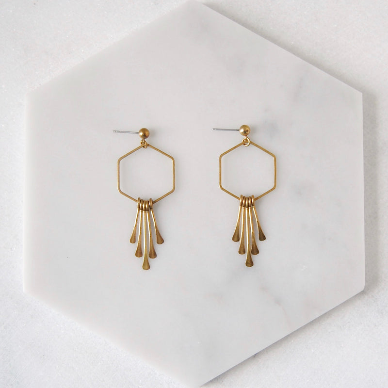 Hexagon Fringe Earrings