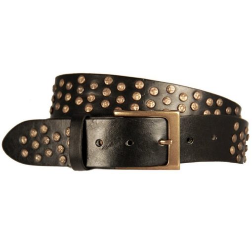 Coperto Leather Belt - Black/Brass